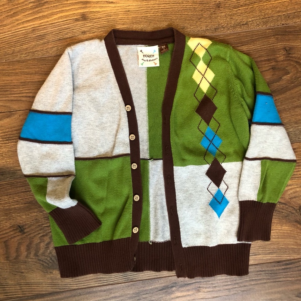Fore brand cardigan size 3/4T super cute! Golf retro style